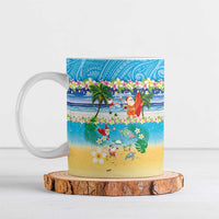Polynesian Merry Christmas Ceramic Mug Funny Santa Beach Tropical Plant and Turtle - Polynesian Pride