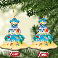 Polynesian Merry Christmas Ceramic Ornament Funny Santa Beach Tropical Plant and Turtle - Polynesian Pride