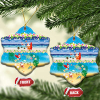 Polynesian Merry Christmas Ceramic Ornament Funny Santa Beach Tropical Plant and Turtle - Polynesian Pride