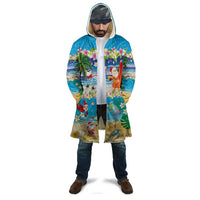 Polynesian Merry Christmas Cloak Funny Santa Beach Tropical Plant and Turtle - Polynesian Pride