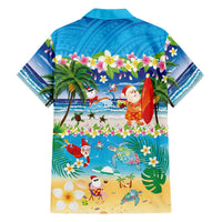 Polynesian Merry Christmas Family Matching Off The Shoulder Long Sleeve Dress and Hawaiian Shirt Funny Santa Beach Tropical Plant and Turtle LT03 - Polynesian Pride