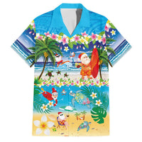 Polynesian Merry Christmas Family Matching Summer Maxi Dress and Hawaiian Shirt Funny Santa Beach Tropical Plant and Turtle LT03 Dad's Shirt - Short Sleeve Multicolor - Polynesian Pride