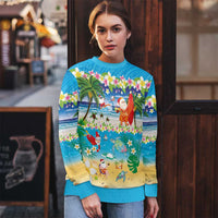 Polynesian Merry Christmas Ugly Christmas Sweater Funny Santa Beach Tropical Plant and Turtle - Polynesian Pride