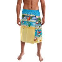 Polynesian Merry Christmas Lavalava Funny Santa Beach Tropical Plant and Turtle - Polynesian Pride