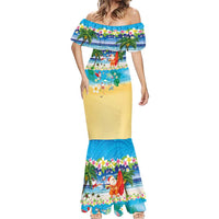 Polynesian Merry Christmas Mermaid Dress Funny Santa Beach Tropical Plant and Turtle - Polynesian Pride
