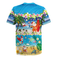 Polynesian Merry Christmas Rugby Jersey Funny Santa Beach Tropical Plant and Turtle LT03 - Polynesian Pride