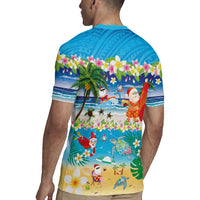 Polynesian Merry Christmas Rugby Jersey Funny Santa Beach Tropical Plant and Turtle LT03 - Polynesian Pride