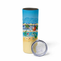 Polynesian Merry Christmas Skinny Tumbler Funny Santa Beach Tropical Plant and Turtle - Polynesian Pride