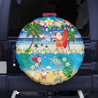 Polynesian Merry Christmas Spare Tire Cover Funny Santa Beach Tropical Plant and Turtle - Polynesian Pride