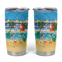 Polynesian Merry Christmas Tumbler Cup Funny Santa Beach Tropical Plant and Turtle - Polynesian Pride