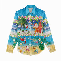 Polynesian Merry Christmas Women Casual Shirt Funny Santa Beach Tropical Plant and Turtle - Polynesian Pride