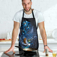 Aotearoa Matariki Apron Maori Tribal with Silver Fern and Tui Bird Galaxy Style - Polynesian Pride