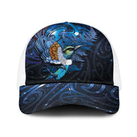 Aotearoa Matariki Baseball Net Cap Maori Tribal with Silver Fern and Tui Bird Galaxy Style - Polynesian Pride
