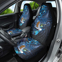 Aotearoa Matariki Car Seat Cover Maori Tribal with Silver Fern and Tui Bird Galaxy Style - Polynesian Pride