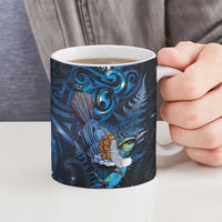 Aotearoa Matariki Ceramic Mug Maori Tribal with Silver Fern and Tui Bird Galaxy Style - Polynesian Pride