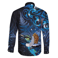 Aotearoa Matariki Family Matching Long Sleeve Bodycon Dress and Hawaiian Shirt Maori Tribal with Silver Fern and Tui Bird Galaxy Style LT03 - Polynesian Pride
