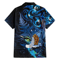 Aotearoa Matariki Family Matching Off The Shoulder Long Sleeve Dress and Hawaiian Shirt Maori Tribal with Silver Fern and Tui Bird Galaxy Style LT03 - Polynesian Pride