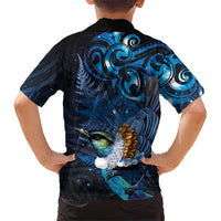 Aotearoa Matariki Family Matching Puletasi and Hawaiian Shirt Maori Tribal with Silver Fern and Tui Bird Galaxy Style LT03 - Polynesian Pride