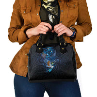 Aotearoa Matariki Shoulder Handbag Maori Tribal with Silver Fern and Tui Bird Galaxy Style - Polynesian Pride