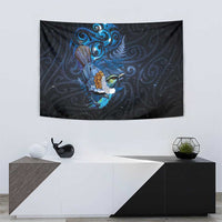 Aotearoa Matariki Tapestry Maori Tribal with Silver Fern and Tui Bird Galaxy Style - Polynesian Pride