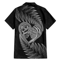 New Zealand Valentine Day Family Matching Off Shoulder Long Sleeve Dress and Hawaiian Shirt Aotearoa Warrior and Woman Love Heart Maori Pattern LT03 - Polynesian Pride