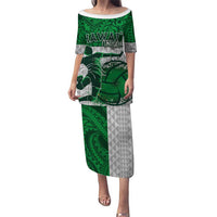 Custom Hawaii Volleyball-Kakau Motif Green Color Puletasi LT03 Long Dress Green - Polynesian Pride