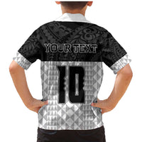 Custom Hawaii Volleyball-Kakau Motif Grayscale Color Family Matching Mermaid Dress and Hawaiian Shirt