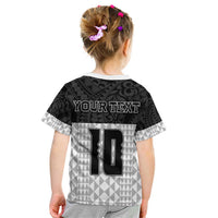 Custom Hawaii Volleyball-Kakau Motif Grayscale Color Kid T Shirt LT03 - Polynesian Pride
