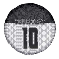 Custom Hawaii Volleyball-Kakau Motif Grayscale Color Spare Tire Cover