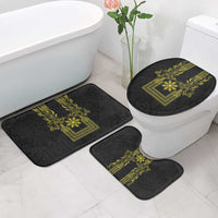 Philippines Barong Style Bathroom Set with Polynesian Art and Leaf Motif Black-Gold Color