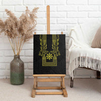 Philippines Barong Style Canvas Wall Art with Polynesian Art and Leaf Motif Black-Gold Color