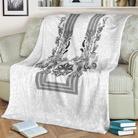 Philippines Barong Style Blanket with Polynesian Art and Leaf Motif Black-White Color