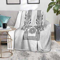 Philippines Barong Style Blanket with Polynesian Art and Leaf Motif Black-White Color