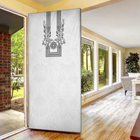 Philippines Barong Style Door Cover with Polynesian Art and Leaf Motif Black-White Color