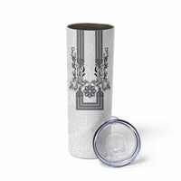 Philippines Barong Style Skinny Tumbler with Polynesian Art and Leaf Motif Black-White Color