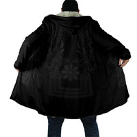 Philippines Barong Style Cloak with Polynesian Art and Leaf Motif Black Color