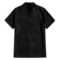 Philippines Barong Style Family Matching Mermaid Dress and Hawaiian Shirt with Polynesian Art and Leaf Motif Black Color LT03 - Polynesian Pride