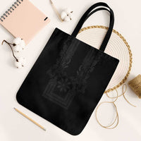 Philippines Barong Style Tote Bag with Polynesian Art and Leaf Motif Black Color