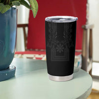 Philippines Barong Style Tumbler Cup with Polynesian Art and Leaf Motif Black Color