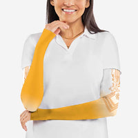 Philippines Barong Style Arm Sleeves with Polynesian Art and Leaf Motif Yellow Color