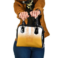 Philippines Barong Style Shoulder Handbag with Polynesian Art and Leaf Motif Yellow Color