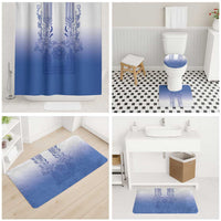 Philippines Barong Style Bathroom Set with Polynesian Art and Leaf Motif Blue Color