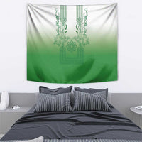 Philippines Barong Style Tapestry with Polynesian Art and Leaf Motif Green Color