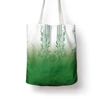 Philippines Barong Style Tote Bag with Polynesian Art and Leaf Motif Green Color