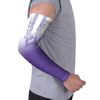 Philippines Barong Style Arm Sleeves with Polynesian Art and Leaf Motif Purple Color