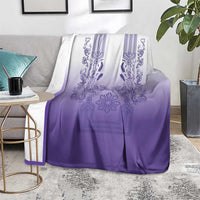 Philippines Barong Style Blanket with Polynesian Art and Leaf Motif Purple Color
