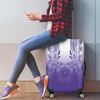 Philippines Barong Style Luggage Cover with Polynesian Art and Leaf Motif Purple Color