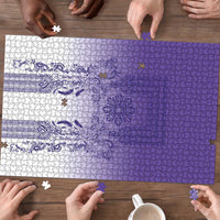Philippines Barong Style Puzzle with Polynesian Art and Leaf Motif Purple Color