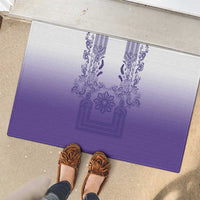 Philippines Barong Style Rubber Doormat with Polynesian Art and Leaf Motif Purple Color