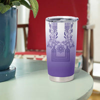 Philippines Barong Style Tumbler Cup with Polynesian Art and Leaf Motif Purple Color